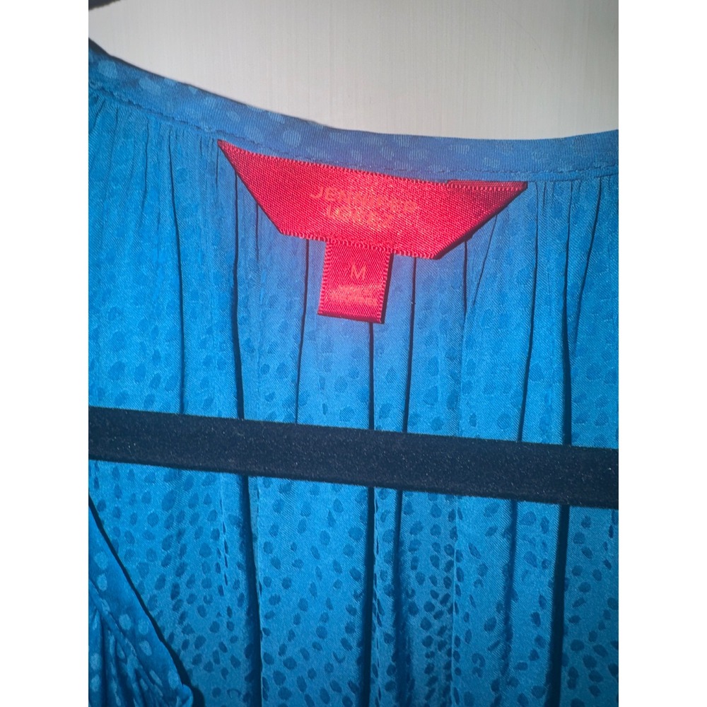 Jennifer Lopez Teal Blue Grommet Accent Sleeveless Blouse Jacquard Top Mens M - Picture 2 of 3